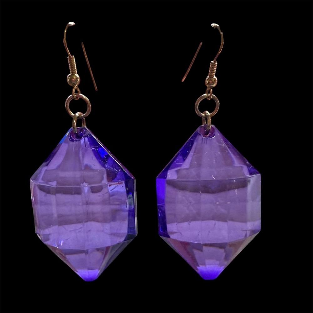 Purple Faceted Vintage Acrylic Drop Earrings